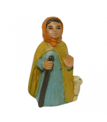 Petit santon de Dourgne - Bergère au mouton