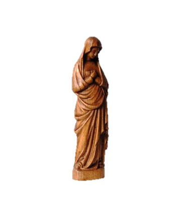 Statue de la Vierge de l'Annonciation en bois naturel