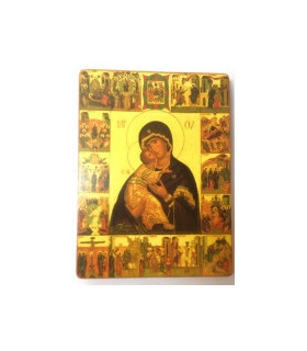 Icone - Vierge et mystères du rosaire 10x14 cm