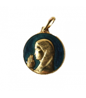 Vierge orante émail bleu ciel