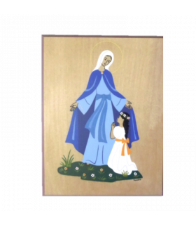 Plaque bois  - Marie, ma mère 10.5 cm x 13.5 cm