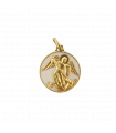 Médaille St Michel laiton émail blanc