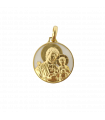 Médaille St Jospeh laiton émail blanc