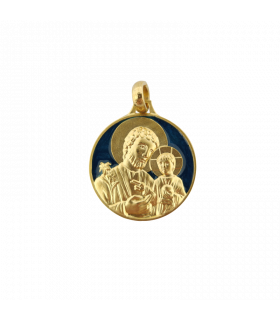 Médaille St Joseph laiton bleu azur