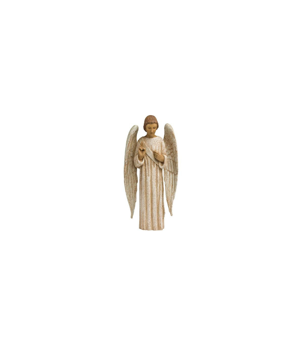 Statue Ange gardien en bois de 20 cm - Ailes blanches