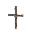 Croix en bronze émail bleu