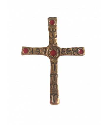 Croix en bronze émail rouge