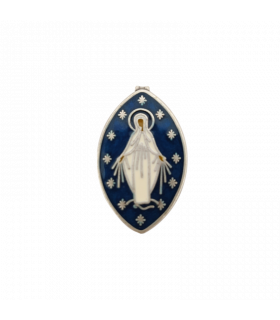 Médaille miraculeuse laiton argent émail bleu foncé