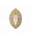 Médaille miraculeuse laiton doré émaillé blanc 40mm