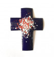 Croix latine émaillée - bleu foncé