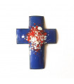 Croix latine émaillée - bleu ciel