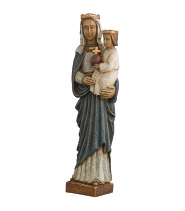Statue de la Vierge Marie Reine en dolomie de 28cm - Manteau bleu