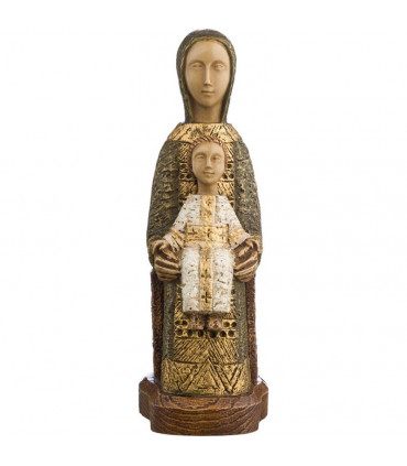 Statue de la Vierge Porte du ciel en dolomie - Robe verte