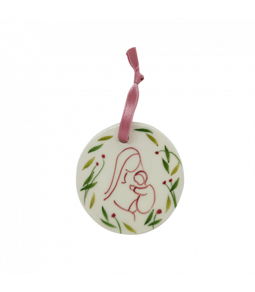 Médaillon en céramique ruban rose - Abbaye du Pesquié
