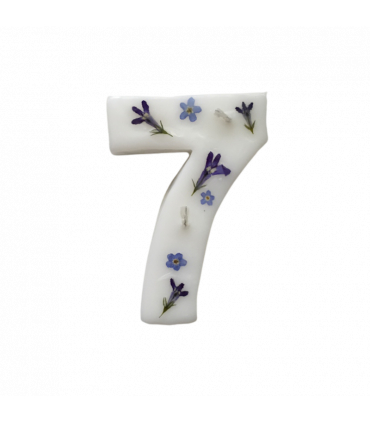 Bougie chiffrée fleurée - Chiffre 7