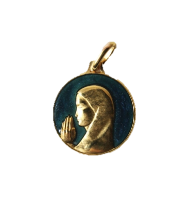 VIERGE ORANTE LAITON EM. BLEU AZUR