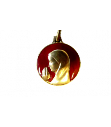 VIERGE ORANTE LAITON EM. RUBIS