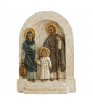 Bas Relief Sainte famille en dolomie - bleu blanc vert - 18.5cm