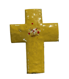 Croix latine émaillée - jaune