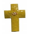 Croix latine émaillée - jaune