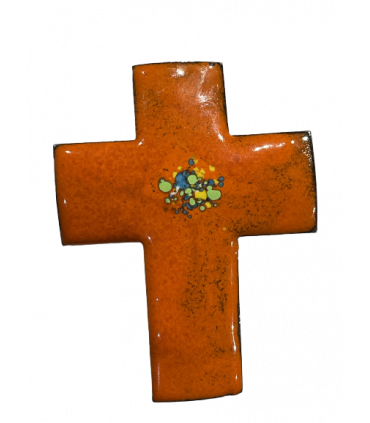 Croix latine émaillée - orange
