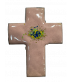 Croix latine émaillée rose - Abbaye de Ligugé