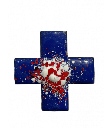 Croix grecque émaillée - bleu