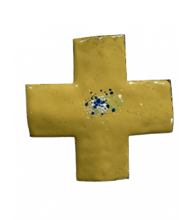 Croix grecque émaillée - jaune