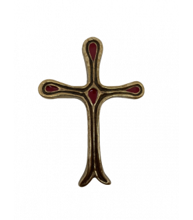Croix émail arbre de vie rouge