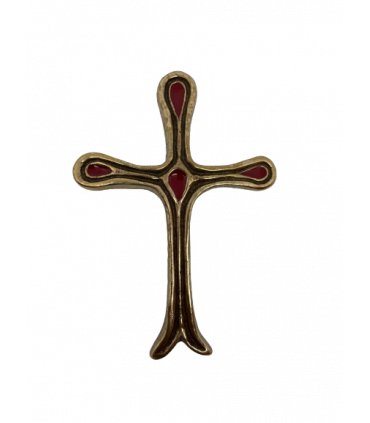Croix émail arbre de vie rouge