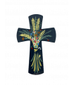 Croix fleurs des champs peinte à la main 13*10 cm