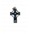 Médaille croix celte argent émail bleu azur