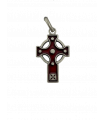 Médaille croix celte argent émail rubis
