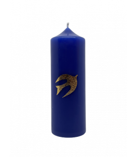 Grosse bougie ronde colombe bleu - Carmel de la fontaine olive