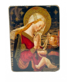 Icône la Vierge en adoration XVè 14 cm x 10 cm