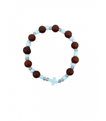 Dizainier en pierres semi-précieuses croix nacre et Jaspe rouge - Carmel d'Avranches