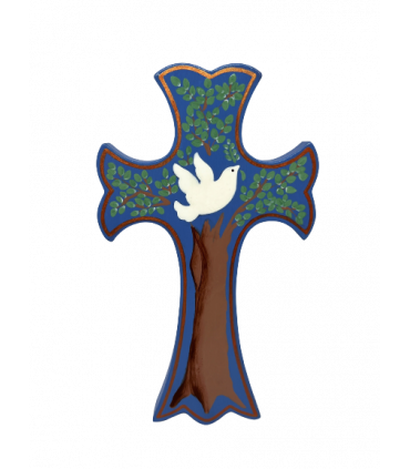 Croix en bois peinte à la main 19cm