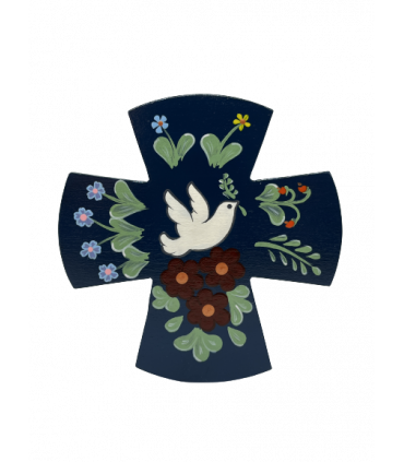 Petite croix en bois peinte à la main 12 cm