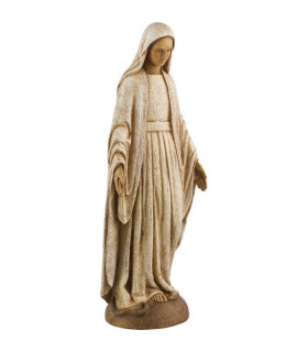 Vierge Notre Dame de grâce - 32 cm - manteau blanc - bois