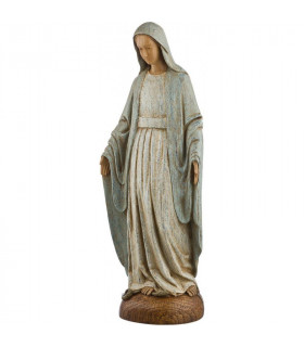 Vierge Notre Dame de grâce - 32 cm - manteau bleu ciel - bois