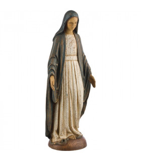 Vierge Notre Dame de grâce - 32 cm - manteau bleu foncé - bois