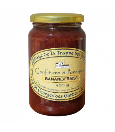 Confiture artisanale banane-fraise par l'Abbaye des Sept-Fons