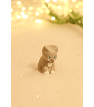 Santon Jouarre - Crèche B2 - Petit chat gris