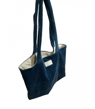 Sac velours bleu paon  - Carmel d'Yzeron