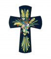Croix en bois peinte à la main 13.3cm