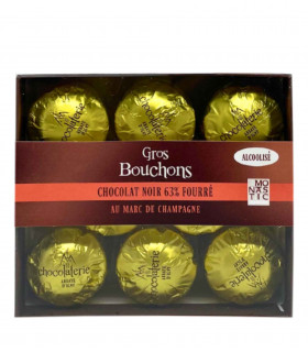 Bouchons d'Igny par 8 - Chocolat noir 63% fourré (alcoolisé) - Abbaye ND d'Igny