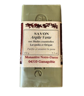 Savon argile verte aux huiles essentielles lavandin et origan - Monastère de Ganagobie