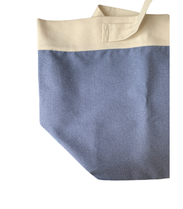 Sac en tissu bleu et blanc