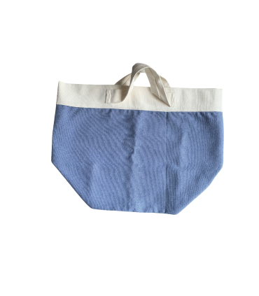 Sac en tissu bleu et blanc