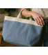 Sac en tissu bleu et blanc
